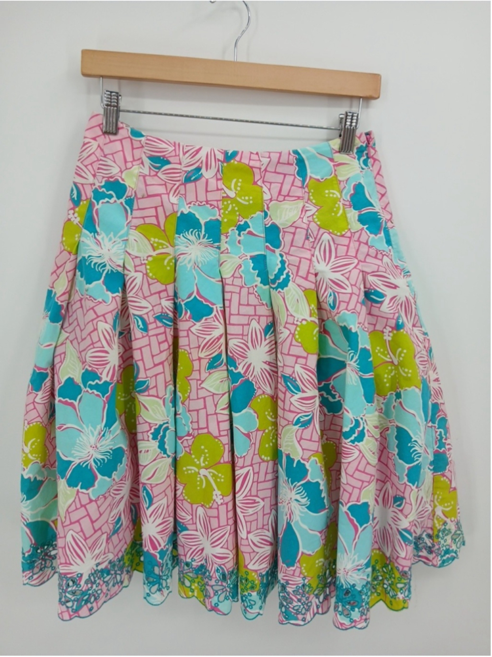 Vintage Lilly Pulitzer Pleated Full Skirt Ingrid In Beach Mat Embroidered Size 2